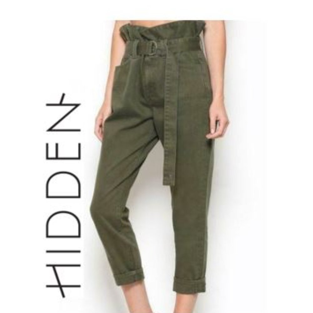 Hidden Zoey Mom Fit Army Green Paperbag pa…